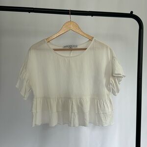 White Ruffled Crop Top Tee | Let’s Play in the Sun